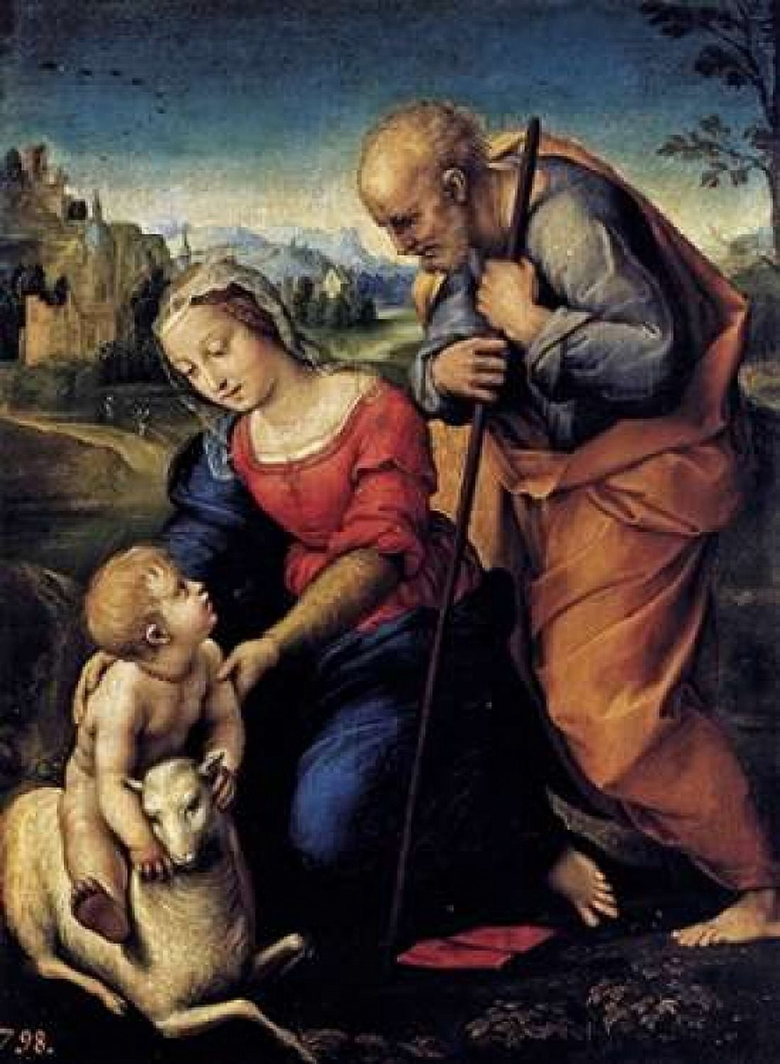 Holy Family With The Lamb Canvas Art - Raphael (18 x 24)