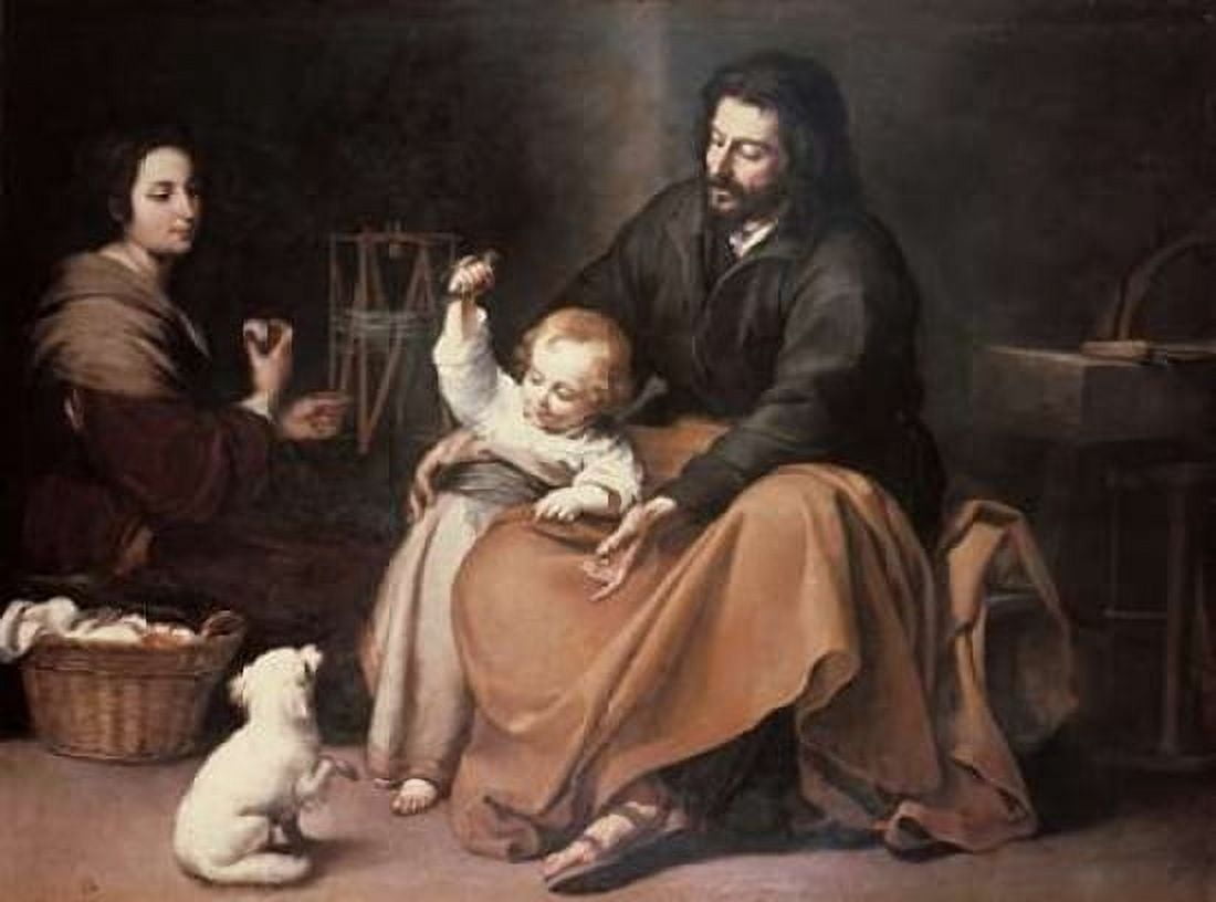 Holy Family With a Bird Canvas Art - Bartolome Esteban Murillo (18 x 24)
