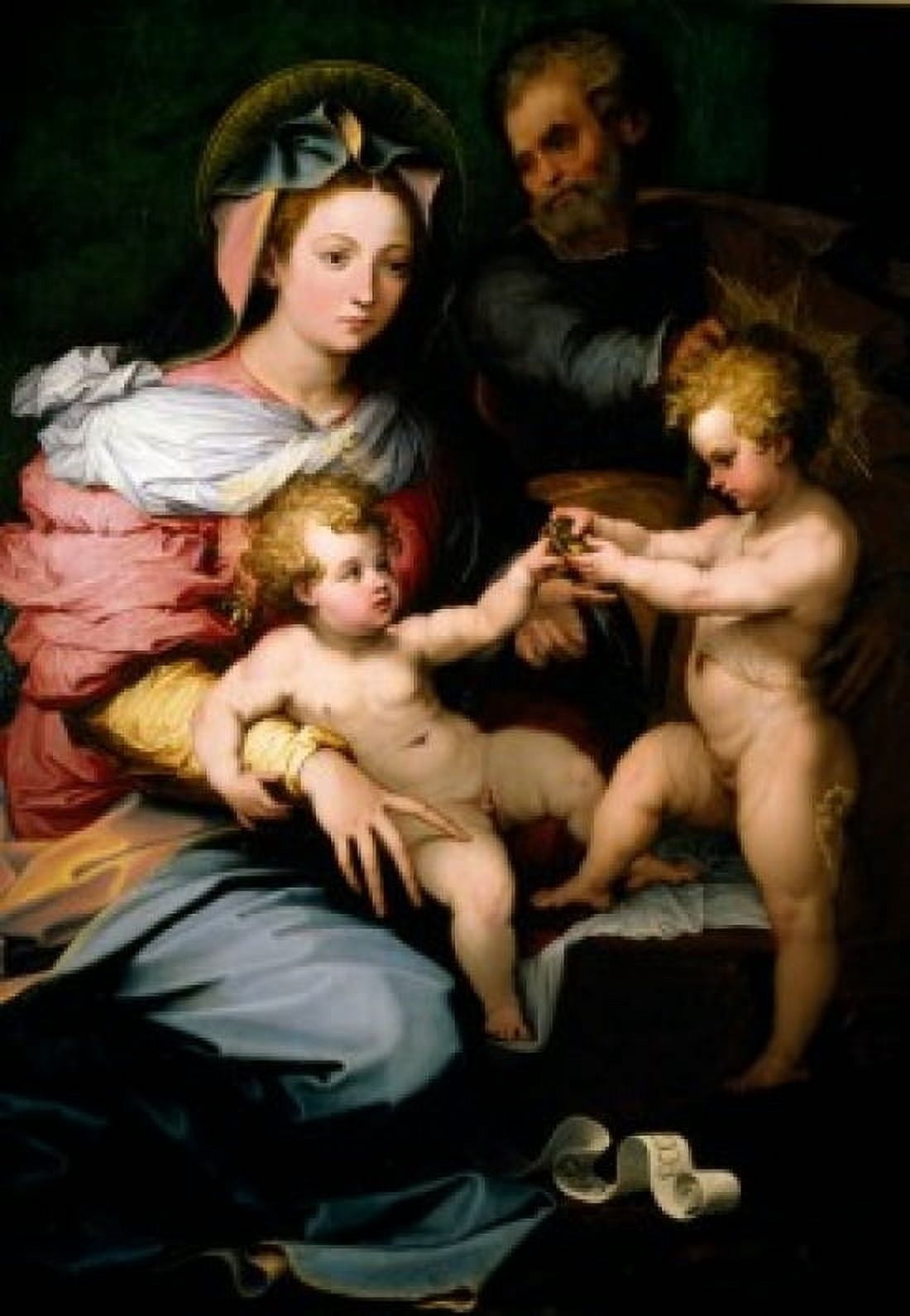 Holy Family with St John the Baptist by Denys Calvaert  (ca1540-1619)  Private Collection Canvas Art - Denys Calvaert (24 x 36)