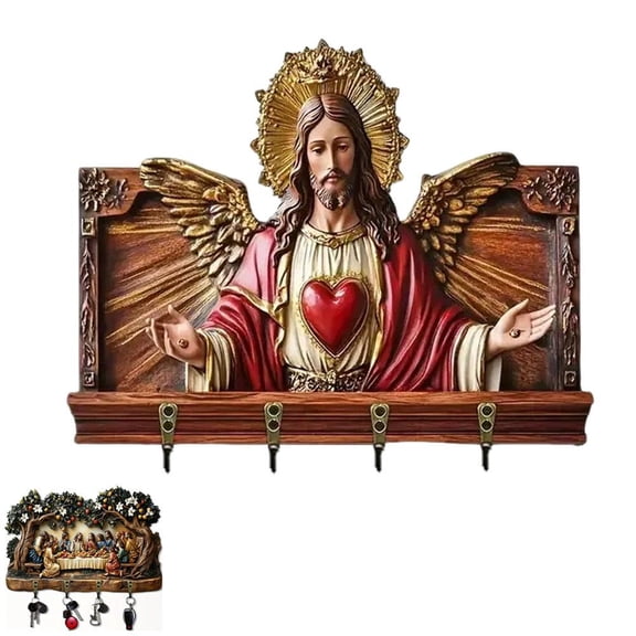 Holy Festival Wooden Wall Key Holder Tag | Nordic Style Home Wall Decor | Natural Wood Key Organizer Plaque