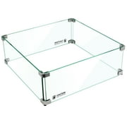 Holy Fire 17.5" L x 17.5" x 6" Fire Pit Glass Wind Guard Square Clear Tempered Glass Flame Protective Pane Wind Resistant