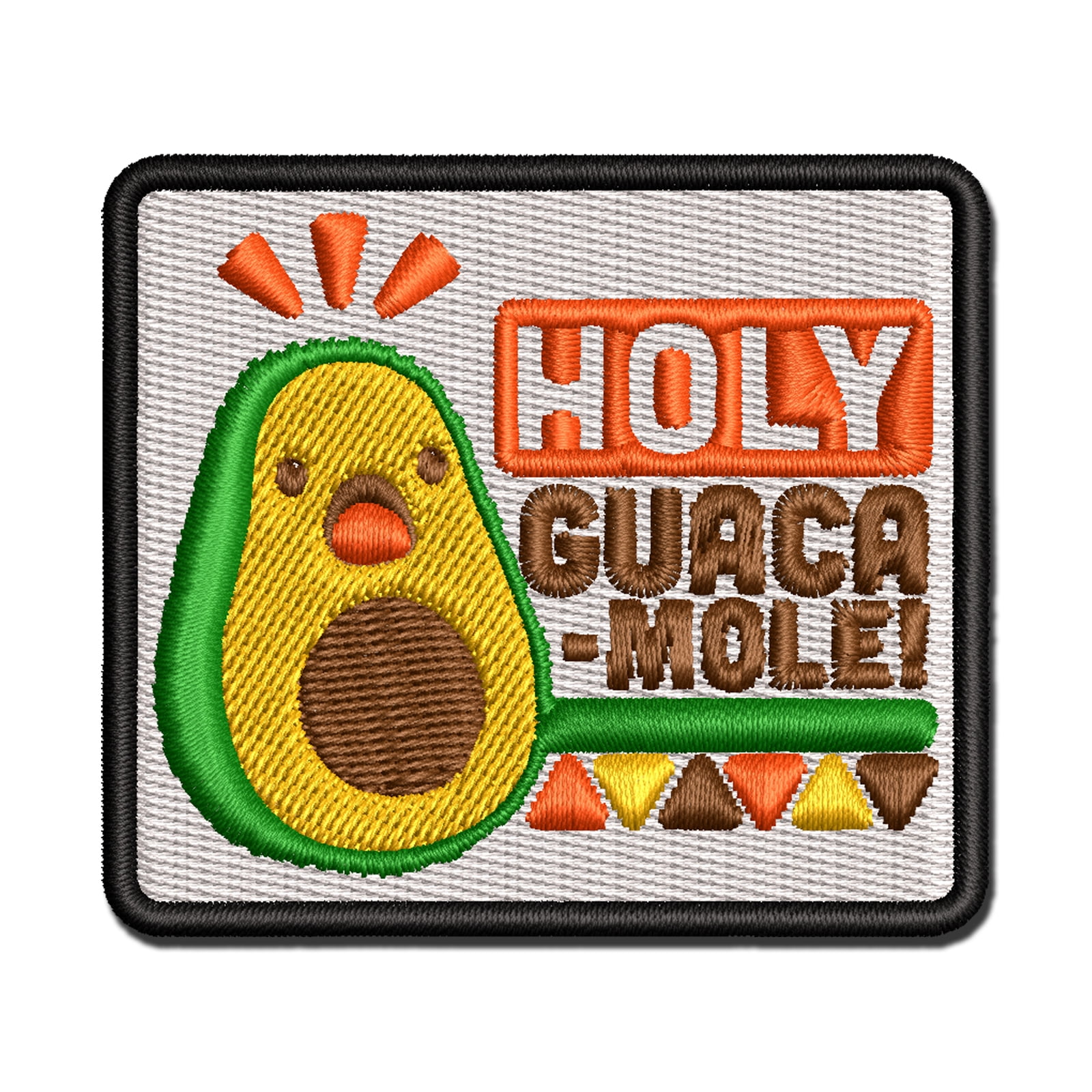 Holy Guacamole Avocado Funny Applique Multi-Color Embroidered Iron-On Patch - 3.5 Inch Large
