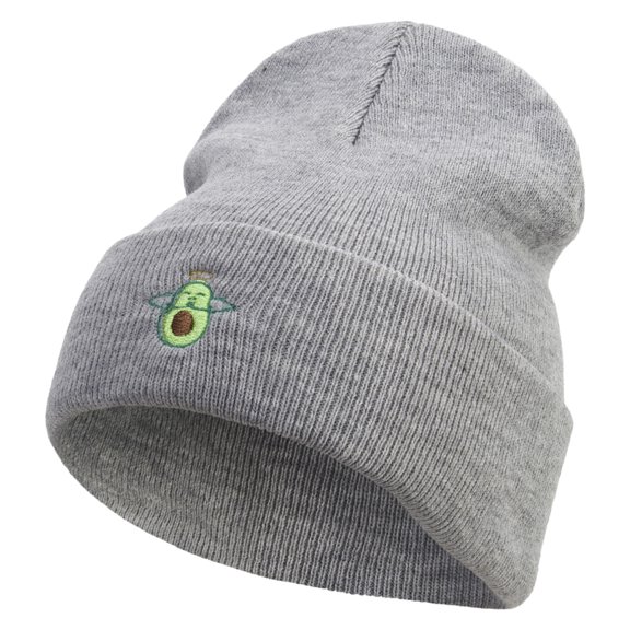 Holy Guacamole Embroidered 12 Inch Long Knitted Beanie - Heather Grey OSFM