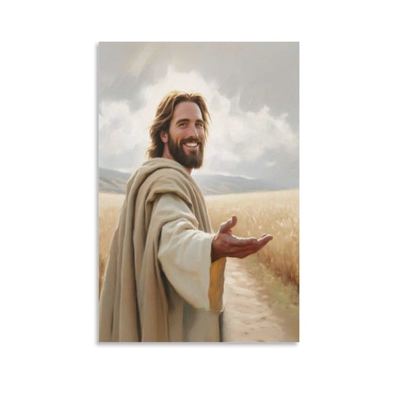 Holy Invitation - Modern Christian Wall Art Jesus Portrait Canvas Print, Savior Bible Art Poster Artworks Canvas Poster Room Aesthetic Wall Art Prints Home Modern Decor Gifts 16x24inch(40x60cm)