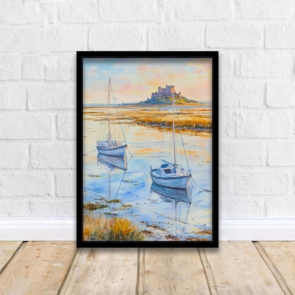Holy Island Lindisfarne England Travel Poster Print Northumberland Wall Art Coastal Decor Gift for UK History Lovers and Scenic Landscape, Poster Only