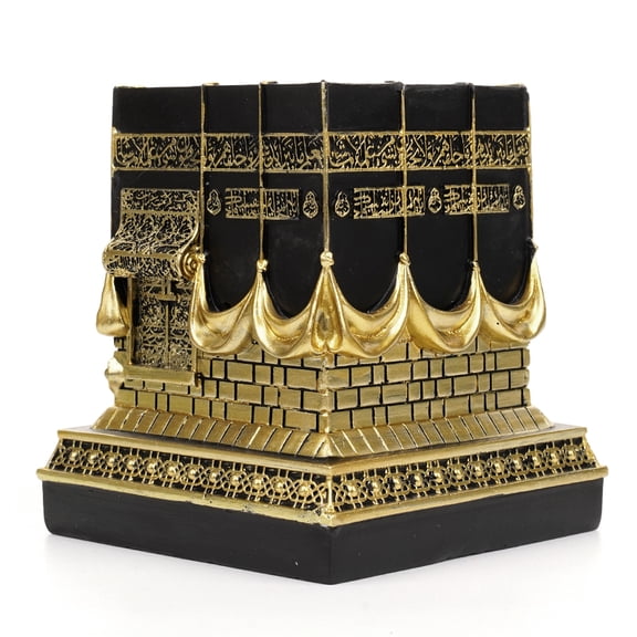 Holy Kaaba Resin Replica Statue, BlackGold Decorative Building Model, Tabletop Centerpiece Ornament, Home Desktop Decor Keepsake Gift