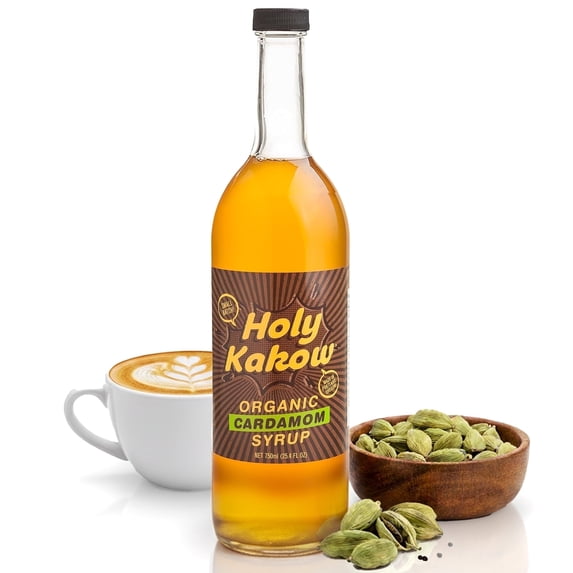 Holy Kakow Organic Cardamom Syrup for Coffee, Gluten Free, 750ml Bottle