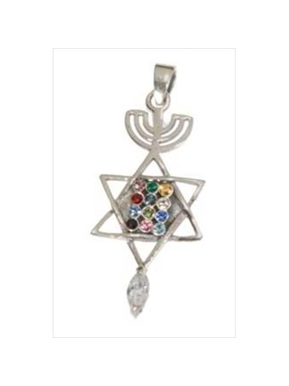 12942 Pendant Messianic Seal Roots Symbol With Breastplate, Stainless Steel