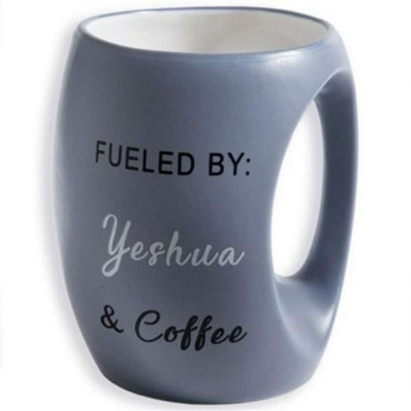 Holy Land Gifts 256458 13 oz No. 71161 Fueled By Yeshua & Coffee Mug, Blue Stoneware
