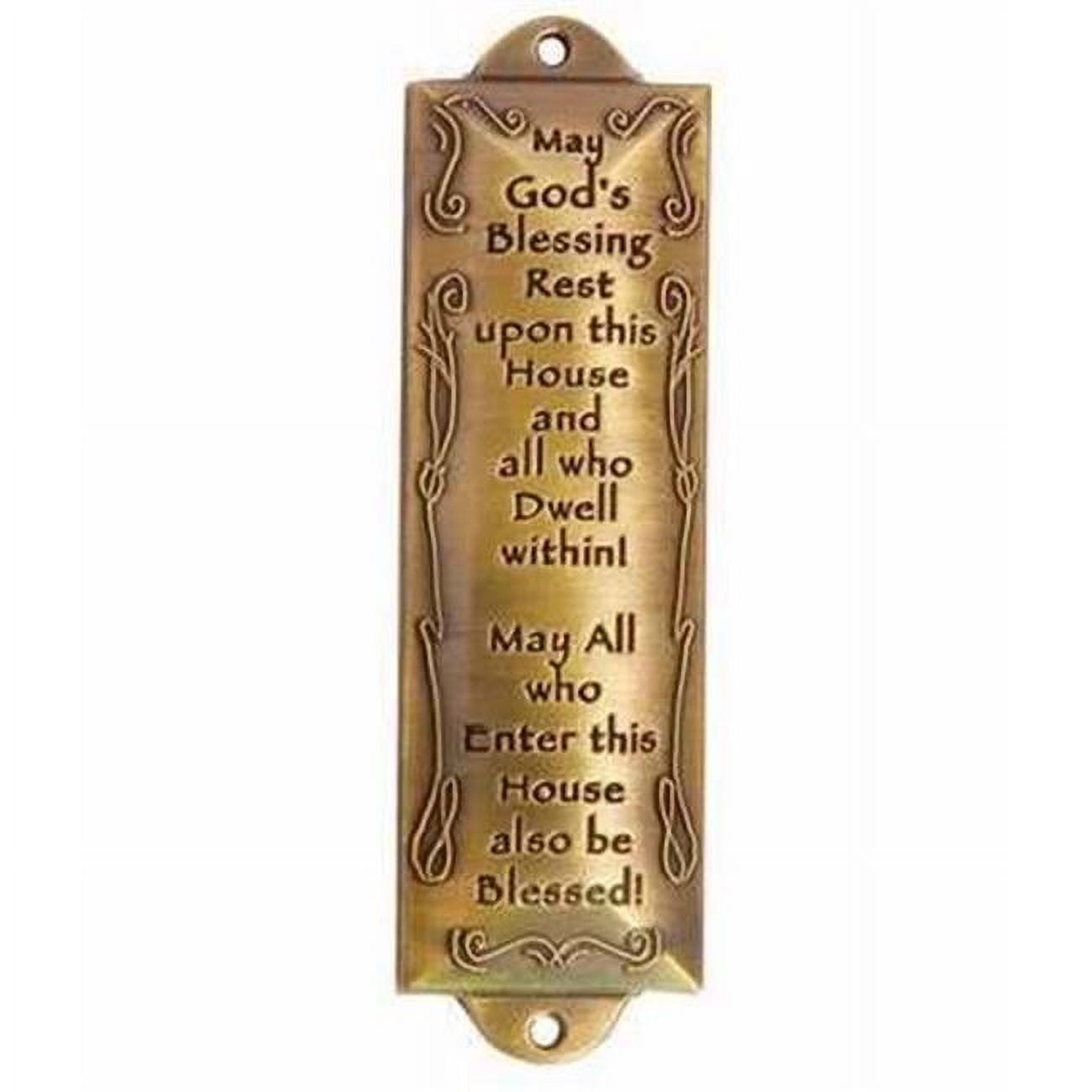 1 X Bless This House Brass Mezuzah with Hebrew Parchment in Gift Box & Placement Guide by Unbranded