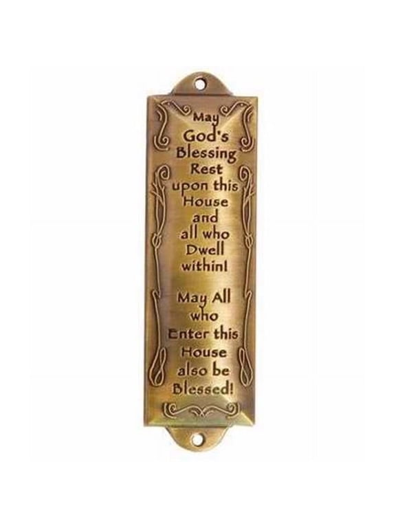 1 X Bless This House Brass Mezuzah with Hebrew Parchment in Gift Box & Placement Guide by Unbranded