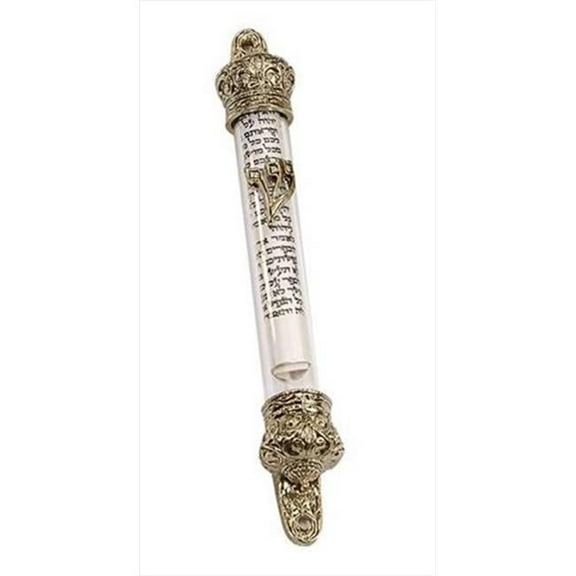 Brass Mezuzah With Glass Center
