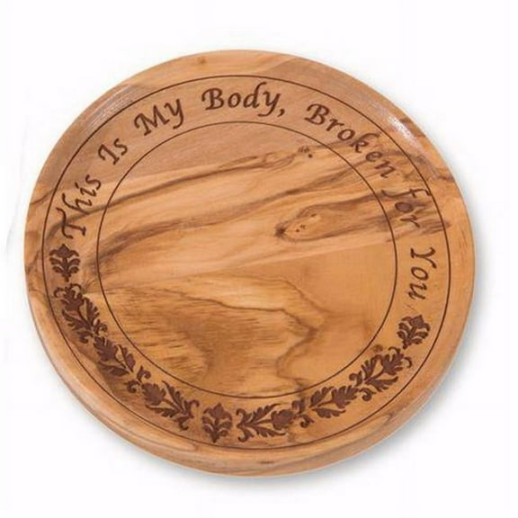 Communion-Plate  This Is My Body Broken For You -Olivewood