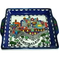 thumbnail image 1 of Holy Land Market Armenian Ceramic Jerusalem City square Bread/Matzah Seder Plate - 9.5 Inches - Asfour Outlet Trademark, 1 of 2