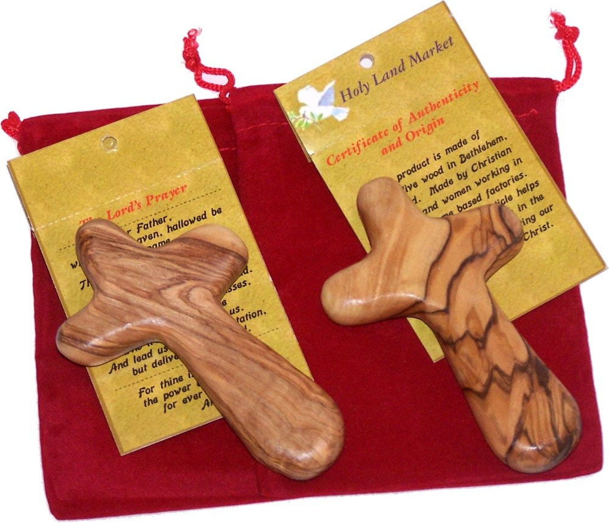 2 Olive Wood Caring / Holding Cross with Bag (Gift Kit) - Walmart.com