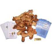 Holy Land Market Comfort/Holding Cross | Olive Wood | 25 Pocket Crosses with Certificates 2.5 inches