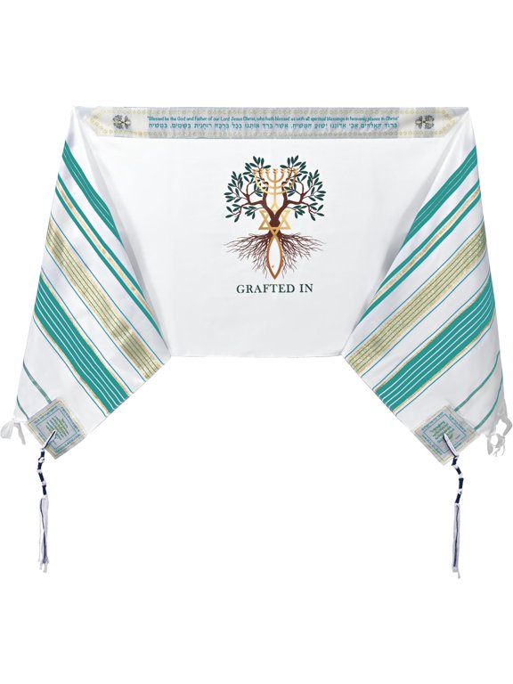 Grafted IN - Messianic Christian Prayer Shawl/Tallit Prayer Shawl - Creation and Restoration Talit (Green)