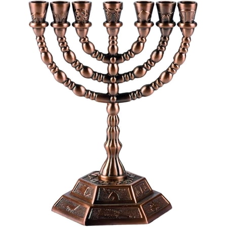 Holy Land Market 7-Branch Menorah, 12 Tribes Design