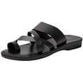 thumbnail image 1 of Holy Land Market Men/Women Biblical Jesus Leather Sandals/Slides From Jerusalem (Bethlehem Black) (44 M EU), 1 of 7