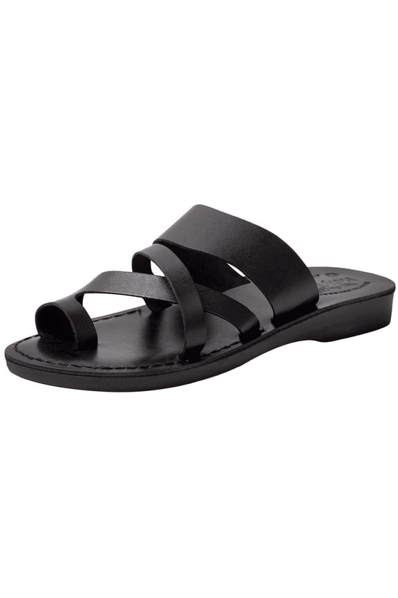 Men/Women Biblical Jesus Leather Sandals/Slides From Jerusalem (Bethlehem Black) (44 M EU)
