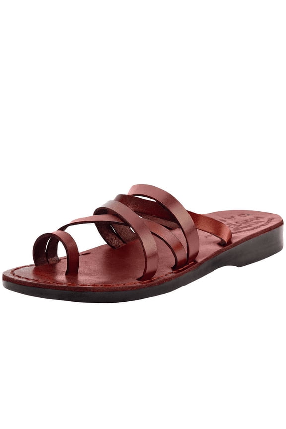 Men/Women Biblical Jesus Leather Sandals/Slides From Jerusalem(Bethlehem Style I) (1-1.5 Big Kid)
