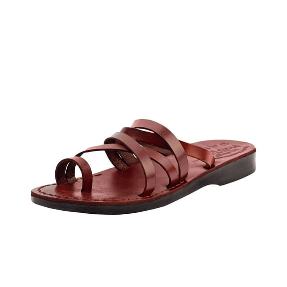 Holy Land Market Men/Women Biblical Jesus Leather Sandals/Slides From Jerusalem(Bethlehem Style I) (13-13.5 Women/10-10.5 Men)