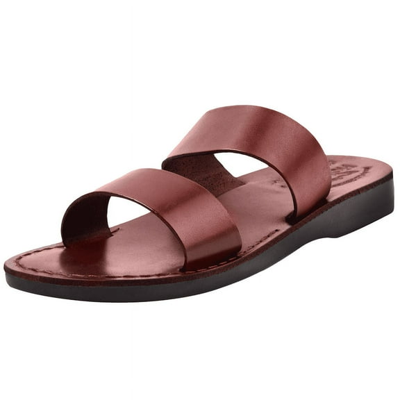 Holy Land Market Men/Women Biblical Jesus Leather Sandals/Slides From Jerusalem (Good Shepherd I) (3.5-4 Big Kid)