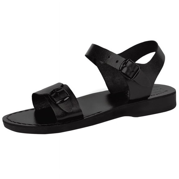 Holy Land Market Men/Women Biblical Jesus Leather Sandals/Slides From Jerusalem (Jerusalem Black) (40 M EU)