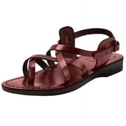 Holy Land Market Men/Women Biblical Jesus Leather Sandals/Slides From Jerusalem (Jesus Style IV) (41 M EU)