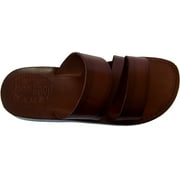 Holy Land Market Men/Women Biblical Jesus Leather Sandals/Slides From Jerusalem Jesus - The Shepherd Style I 4-4.5 Big Kid