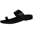 thumbnail image 1 of Holy Land Market Men/Women Biblical Jesus Leather/Suede Sandals/Slides From Jerusalem (Black Suede III) (48 M EU), 1 of 7