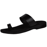 Holy Land Market Men/Women Biblical Jesus Leather/Suede Sandals/Slides From Jerusalem Black Suede III 48 M EU