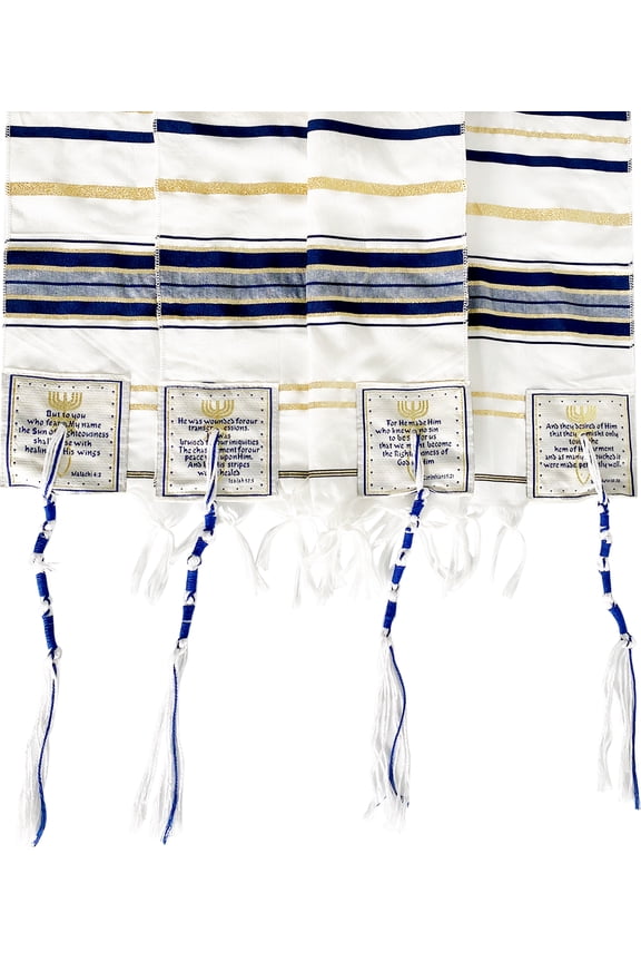 Messianic Christian Shawl/Tallit - The Messiah Tallit - Medium Size (72 x 32 Inches) (Navy Blue)