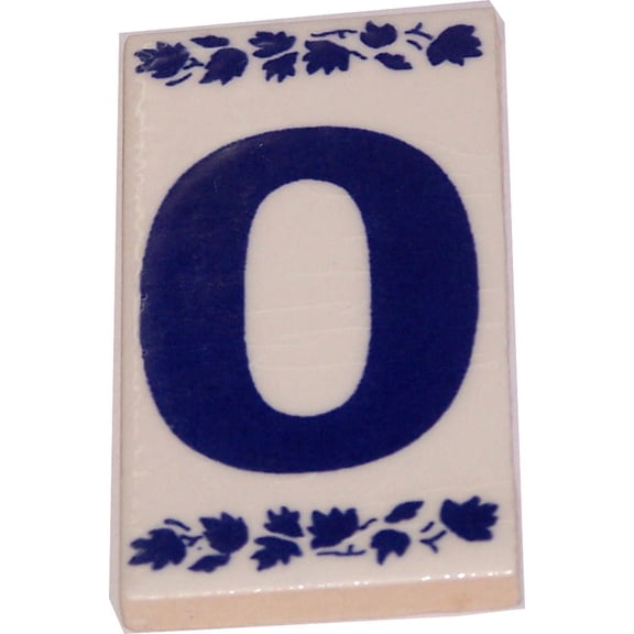 Holy Land Market Numeral Zero Painted Tile from Jerusalem - 3x1.5 Inches - Asfour Outlet Trademark