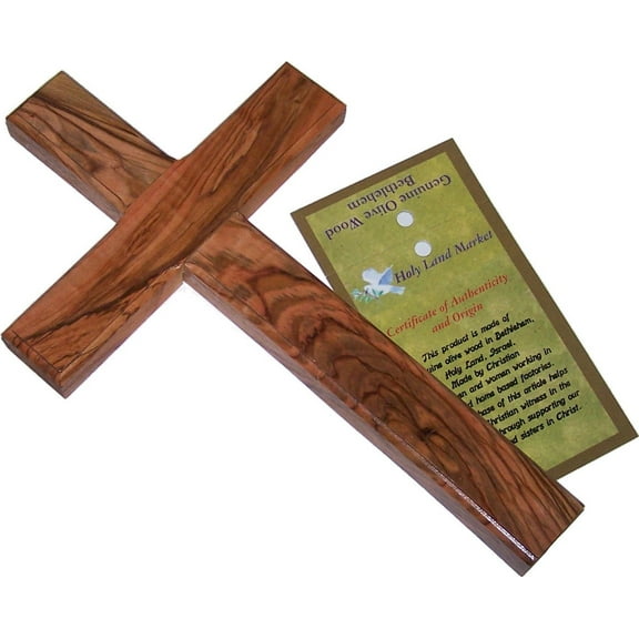 Holy Land Market Olive Wood Cross (9 to 10 inches High)