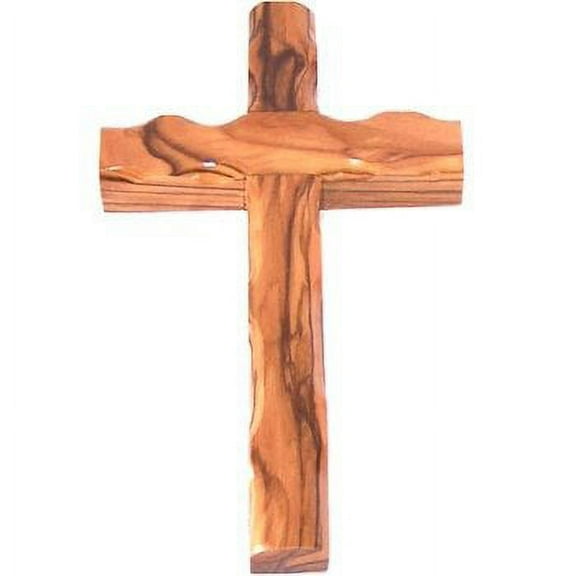 Holy Land Market Olive Wood Cross from Bethlehem with a Certificate and Lord Prayer Card (4.75 Inches)