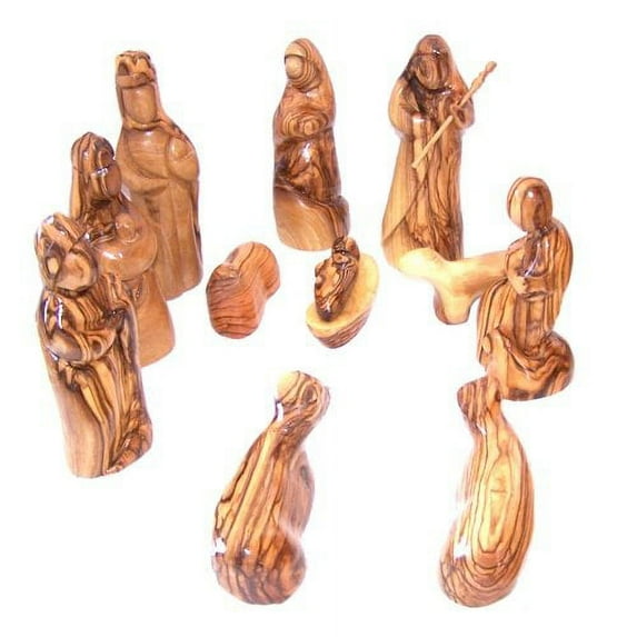 Holy Land Market Olive Wood Nativity Set - Inspirational Christmas Decorations Indoor | Hand-Carved Modern Abstract Style | Perfect Christmas Table Decor | Authentic Bethlehem Craft
