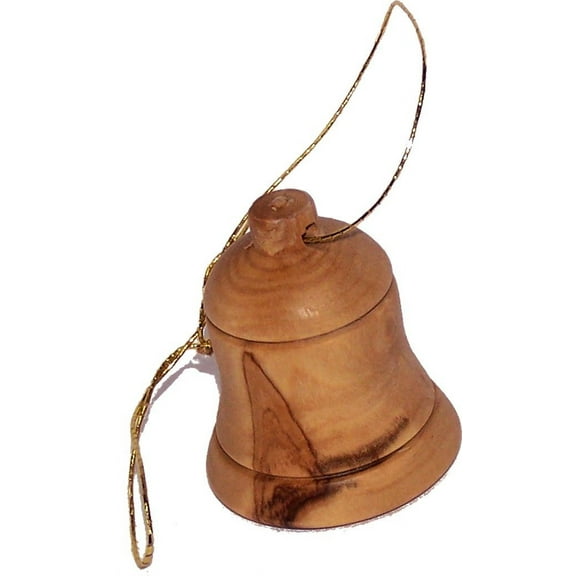 Holy Land Market Olive wood ornaments - Small Bells - Christmas Tree Ornaments from the Holy Land (3, 1.5 Inches)