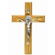 Holy Land Market Saint Benedict Wall Crucifix Handmade Silver Tone Corpus