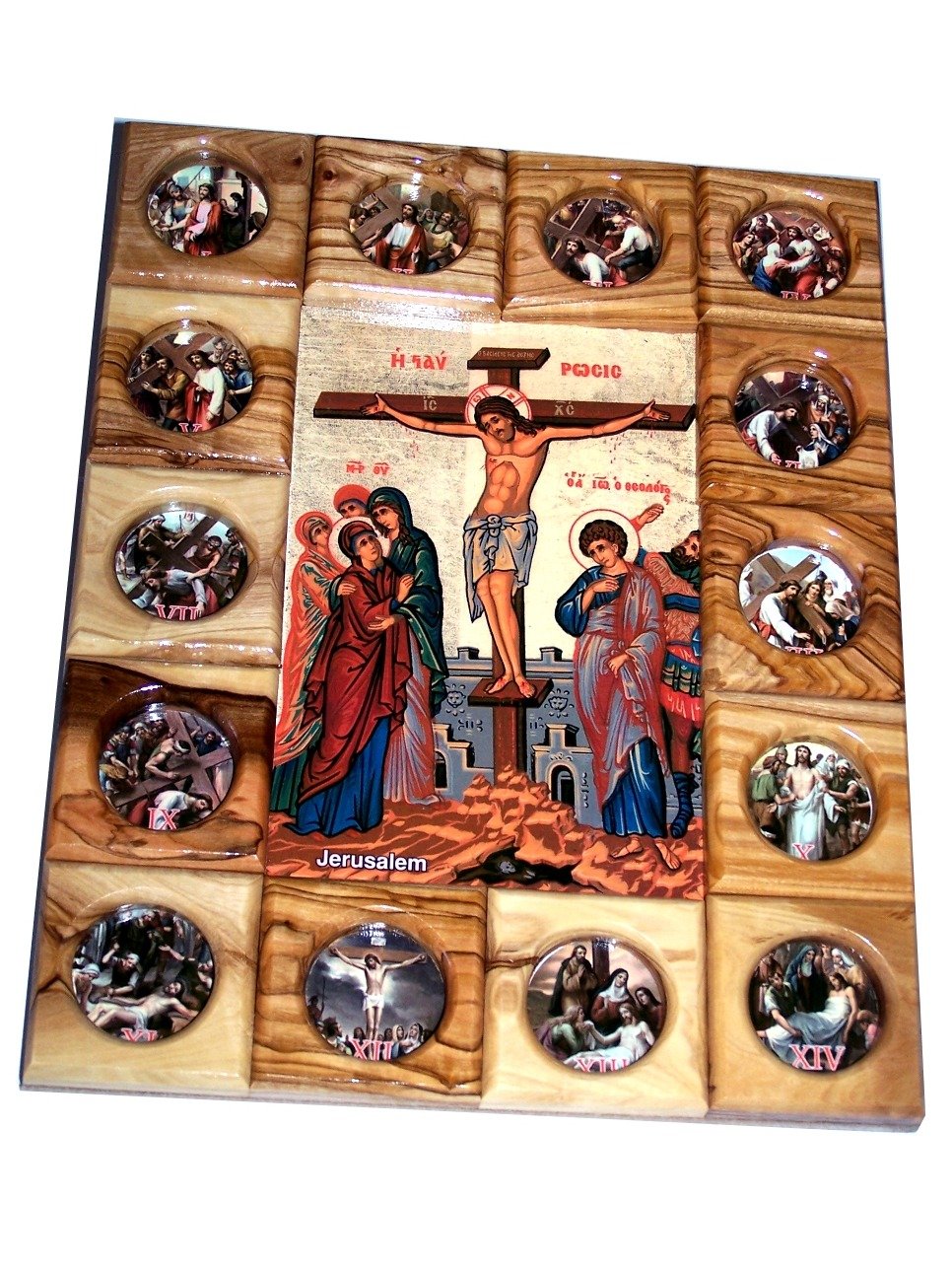 Holy Land Market Stations of The Cross Icon Plaque All in Olive Wood ...