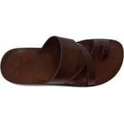 Holy Land Market Unisex Adults/Children Genuine Leather Biblical Sandals/Flip Flops Jesus - Yashua Shepherds Field Style II Camel Trademark - European 38 6