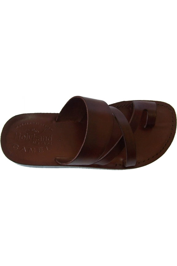 Unisex Adults/Children Genuine Leather Biblical Sandals/Flip Flops (Jesus - Yashua) Shepherd's Field Style II Camel Trademark - European 38 (11)