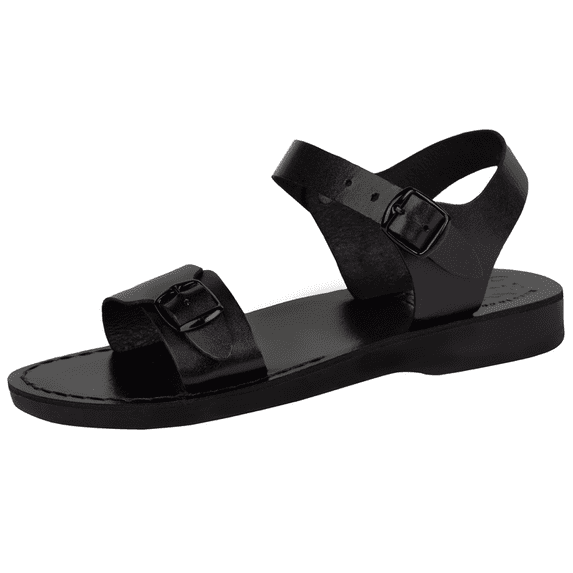 Holy Land Market Men/Women Biblical Jesus Leather Sandals/Slides From Jerusalem (Jerusalem Black) (42 M EU)