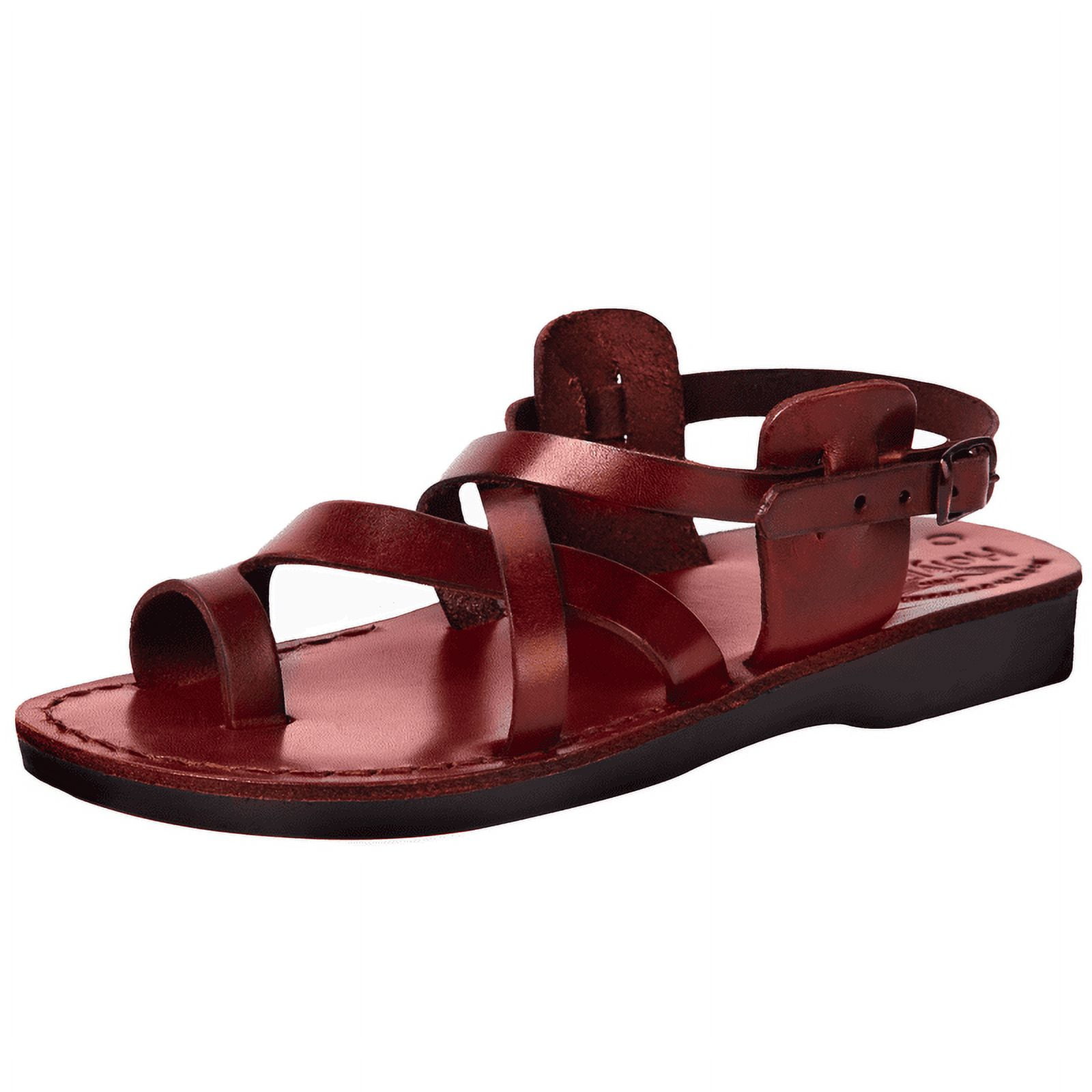 Unisex Red Genuine Leather Slingback Platform Sandals