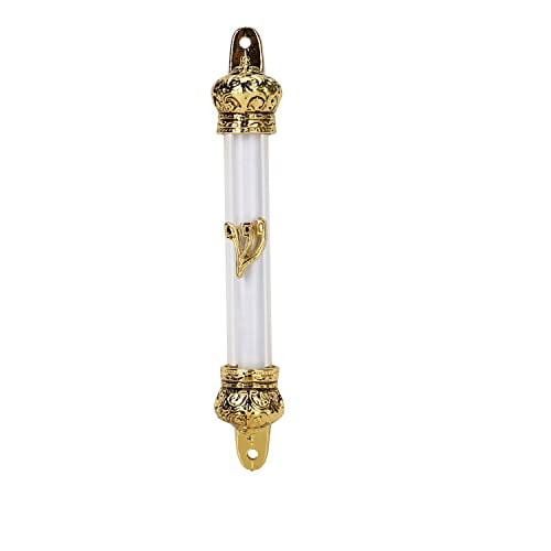 Holy Land Mezuzah, Gold Plated Crown Mezuzah with Scripture Parchment Scroll 5