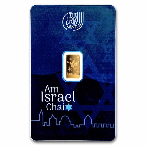 Holy Land Mint Am Israel Chai 1 Gram Gold Bars-In Assay #Below 100 Serial