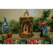 Holy Land Olive Wood Candle Nativity Log From Israel, Jesus Mary And Joseph Christmas Decoration, Full Branch Section With And Wooden Flame