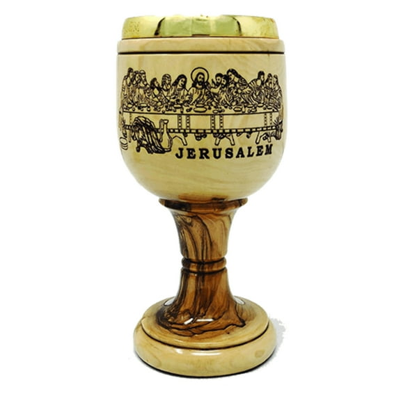 Holy Land Olive Wood Chalice - The Last Supper