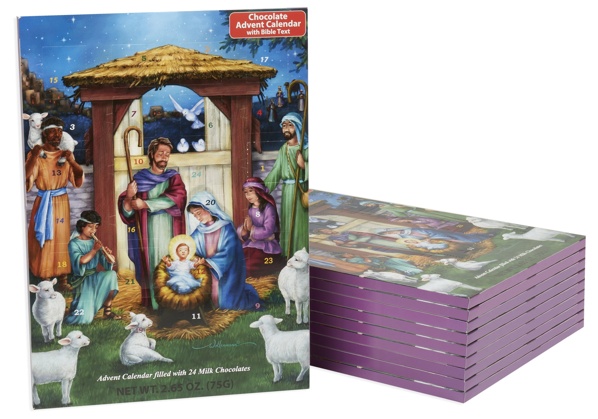 Holy Manger Chocolate Advent Calendar 10-Pack with Nativity Story