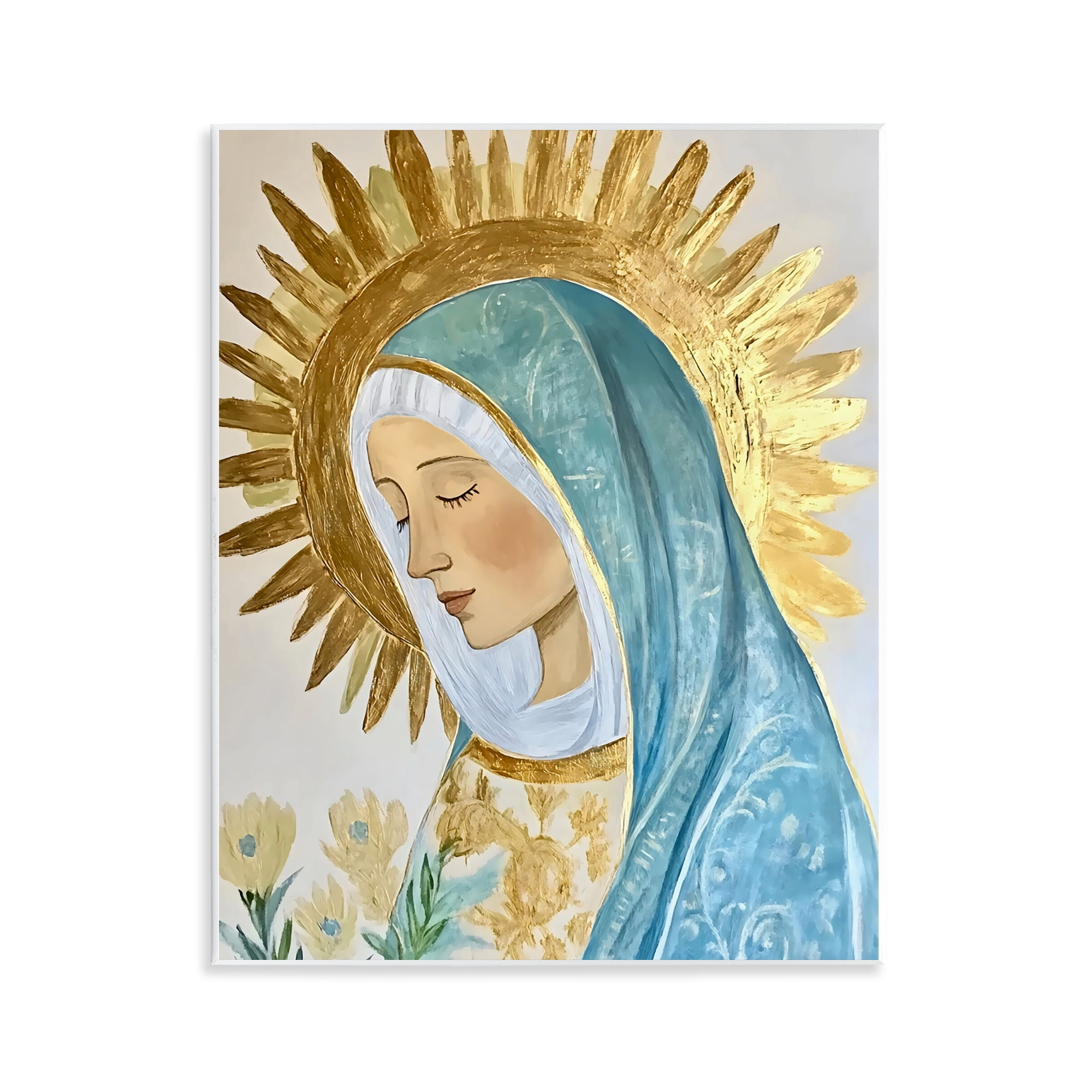 Holy Mary In Gold Wall Plaque Art, design by Franklyn Gregory